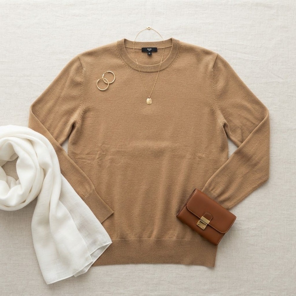 Uniqlo Sweater Women XL Brown 100% Pure New Wool Crewneck Minimalist Classic
